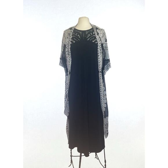 J. Jill Midi Crochet PM/Rebellion Again Lace Duster S/Boho Textured Layer Set - Picture 1 of 13